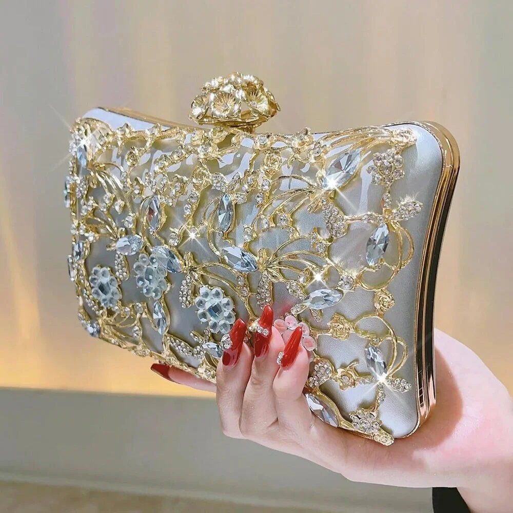 BABEYOND Rhinestone Clutch for Women Sparkly Triangle Purse 1920s Evening Bag - Picture 4 of 8